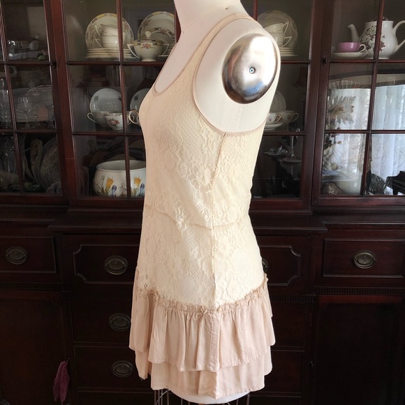 Lace Racerback Tank Top with Ruffle Hem - Picture 2 of 10